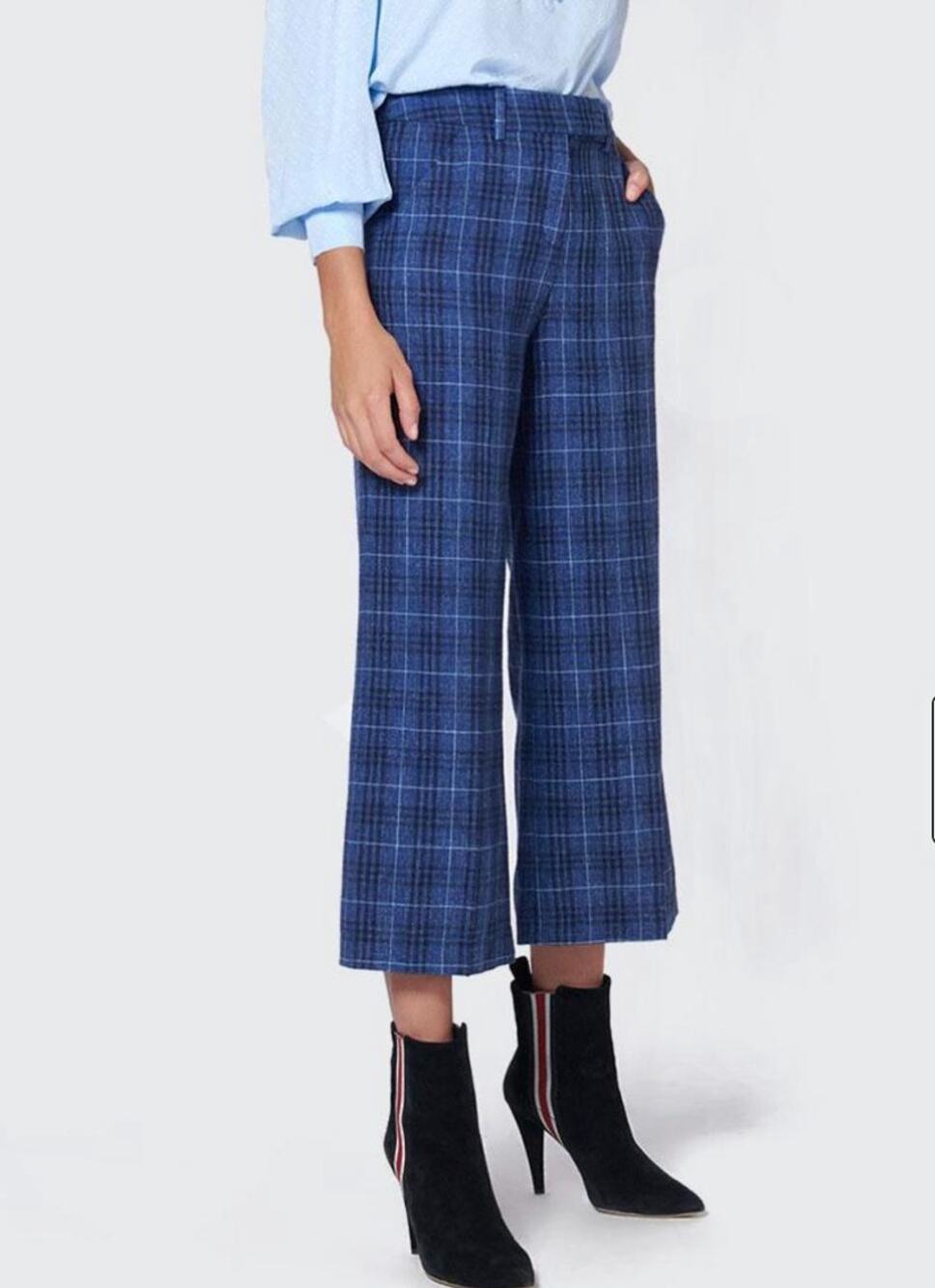 Veronica Beard Womens 4 Madds Cropped Plaid Trousers Designer Wool Linen